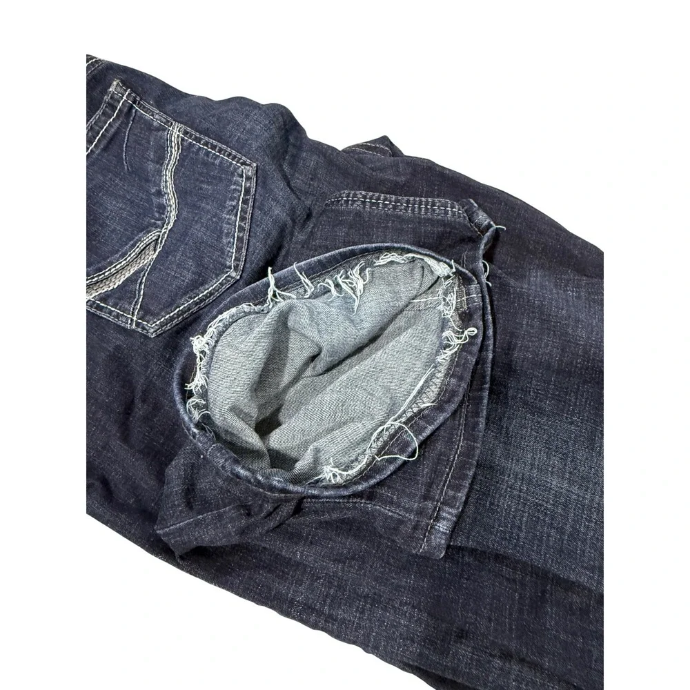BKE Tyler Straight Leg Dark Wash Stretch Jeans Mens 42x29 Hemmed Coolmax